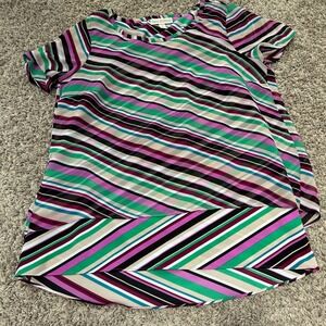 Dana Buchman Multicolor Striped Blouse Top Women's Size M sheer‎